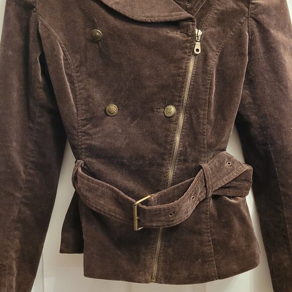 Coco & Tashi Chocolate Brown Military Style Velvet Jacket - Large - Picture 7 of 7